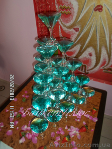 Пирамида из бокалов шампанского (горка) на свадьбе. - <ro>Изображение</ro><ru>Изображение</ru> #2, <ru>Объявление</ru> #906776